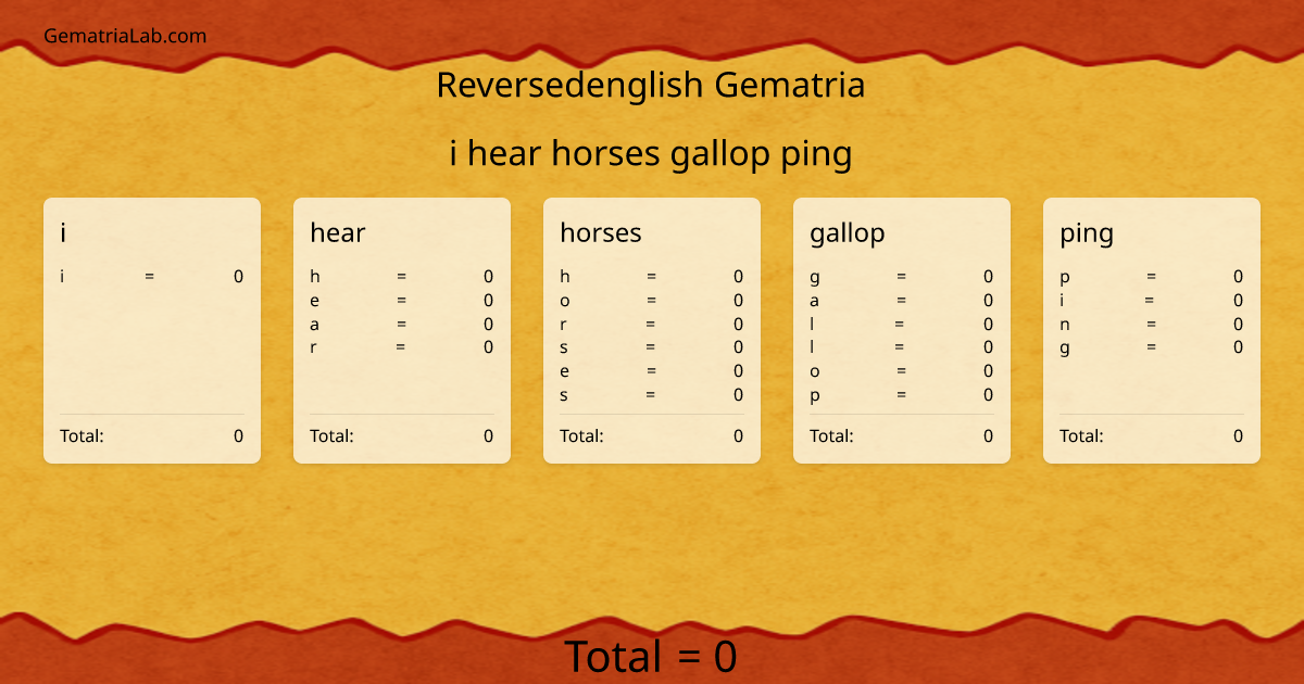 i hear horses gallop ping in reversedenglish Gematria